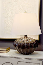 Rib Pumpkin Table Lamp (Speckled Glaze)