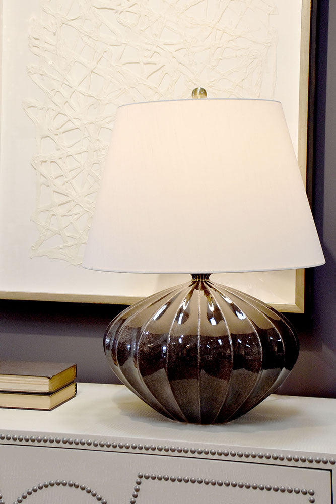 Rib Pumpkin Table Lamp (Speckled Glaze)