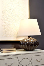 Rib Pumpkin Table Lamp (Speckled Glaze)