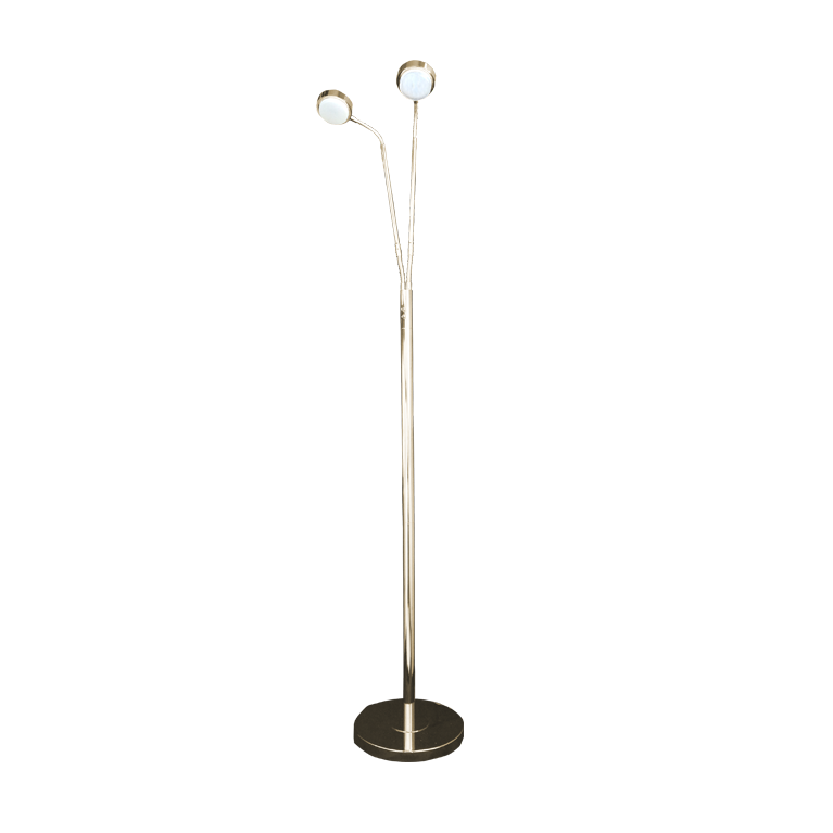Adonis - LED Twin Head Floor Stand Lamp  - Satin Nickel