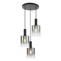 Savannah 3 Light Cluster Pendant Matt Black and Smoked Glass