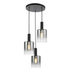 Savannah 3 Light Cluster Pendant Matt Black and Smoked Glass