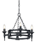 Saxon 3-Light Black Wrought Iron Chandelier