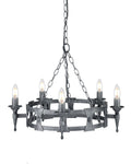 Saxon 5-Light Black & Silver Wrought Iron Chandelier