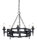Saxon 5-Light Black Wrought Iron Chandelier