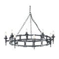 Saxon 8-Light Black & Silver Wrought Iron Chandelier