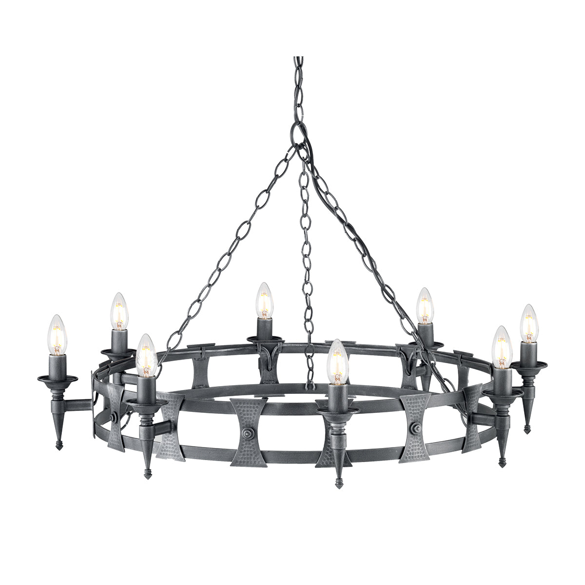 Saxon 8-Light Black & Silver Wrought Iron Chandelier