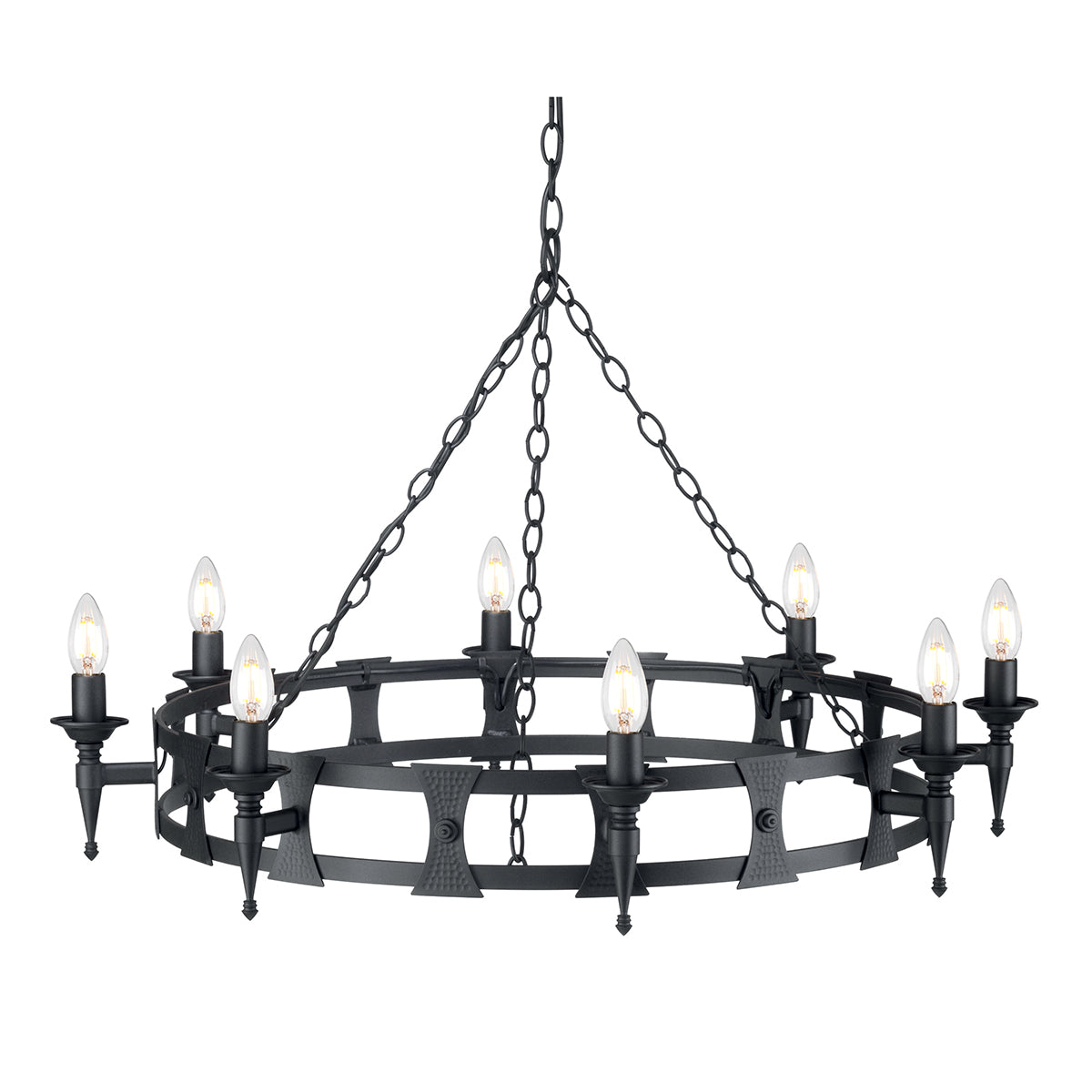 Saxon 8-Light Black Wrought Iron Chandelier