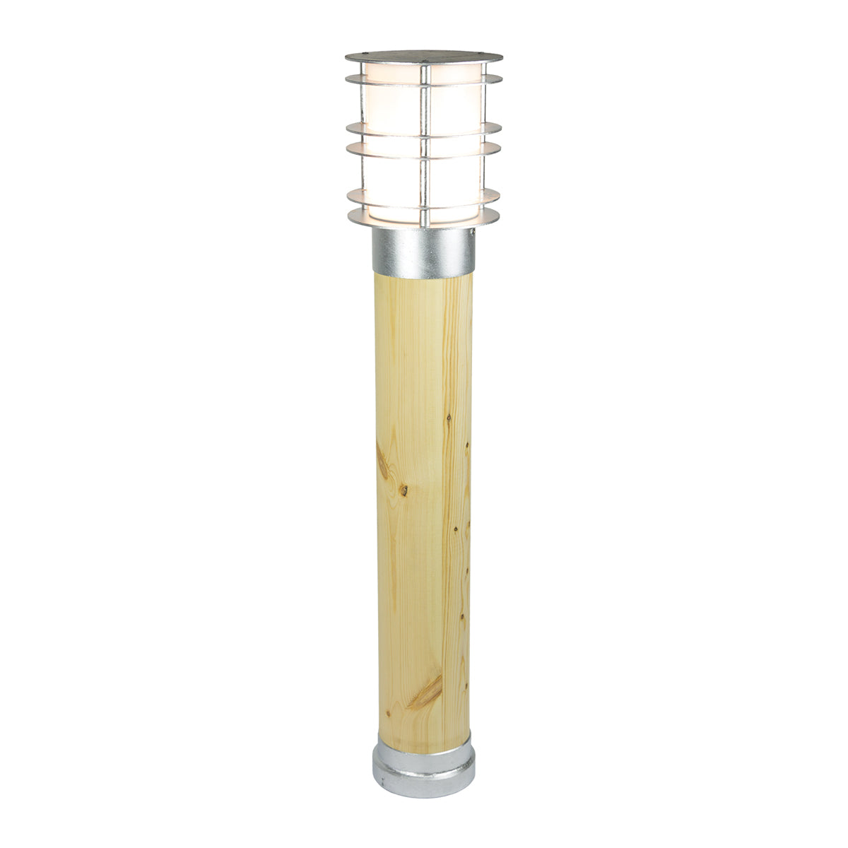 Stockholm Large Natural Wood & Galvanized Bollard Light