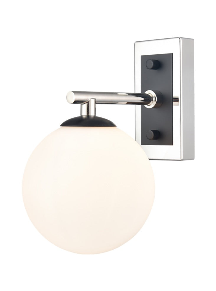 Stellar Wall bracket matt black and polished nickel with opal glass