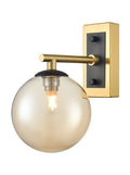 Stellar Wall bracket matt black and aged brass with amber glass