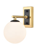 Stellar Wall bracket matt black and aged brass with opal glass