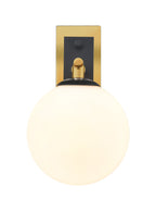Stellar Wall bracket matt black and aged brass with opal glass