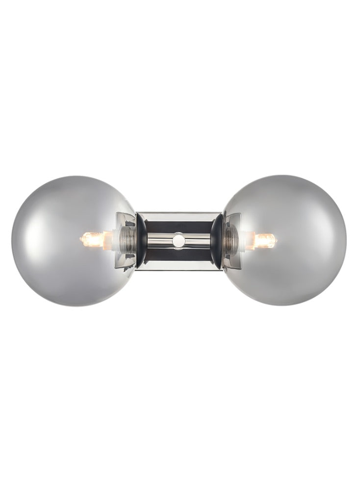 Stellar 2lt Bracket matt black and polished nickel with smoked glass