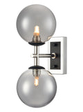 Stellar 2lt Bracket matt black and polished nickel with smoked glass