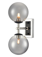 Stellar 2lt Bracket matt black and polished nickel with smoked glass