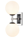 Stellar 2lt Bracket matt black and polished nickel with opal glass