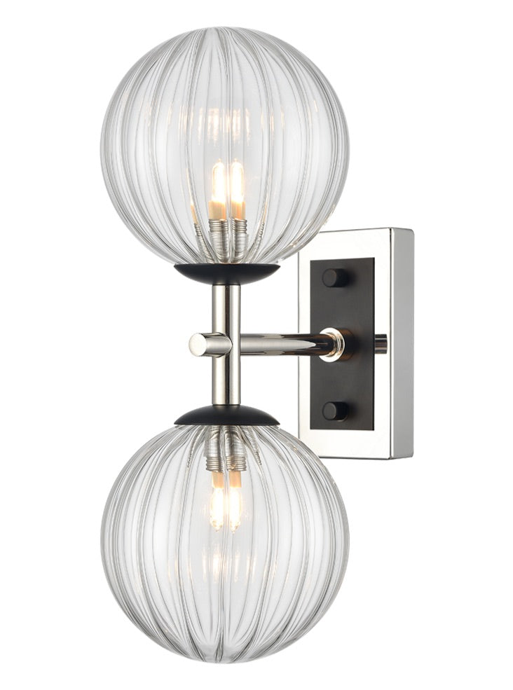 Stellar 2lt Bracket matt black and polished nickel with clear glass
