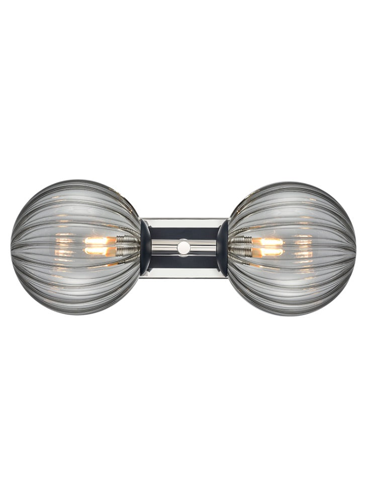 Stellar 2lt Bracket matt black and polished nickel with smoked glass 1