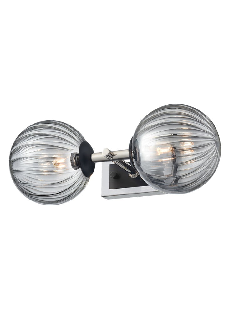 Stellar 2lt Bracket matt black and polished nickel with smoked glass 1