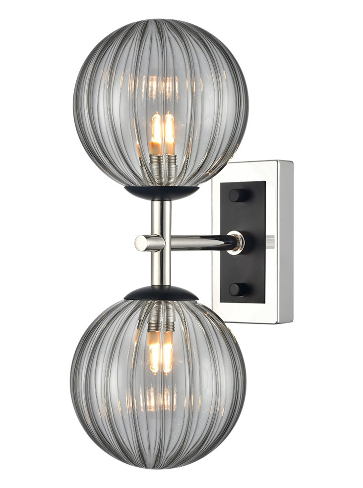 Stellar 2lt Bracket matt black and polished nickel with smoked glass 1