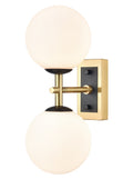 Stellar 2lt Bracket matt black aged brass with opal glass