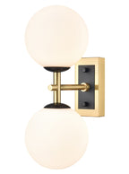 Stellar 2lt Bracket matt black aged brass with opal glass