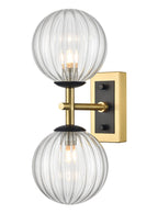 Stellar 2lt Bracket matt black aged brass with clear glass