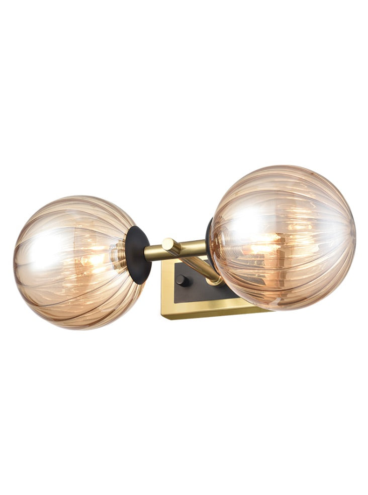 Stellar 2lt Bracket matt black and aged brass with amber glass