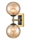 Stellar 2lt Bracket matt black and aged brass with amber glass