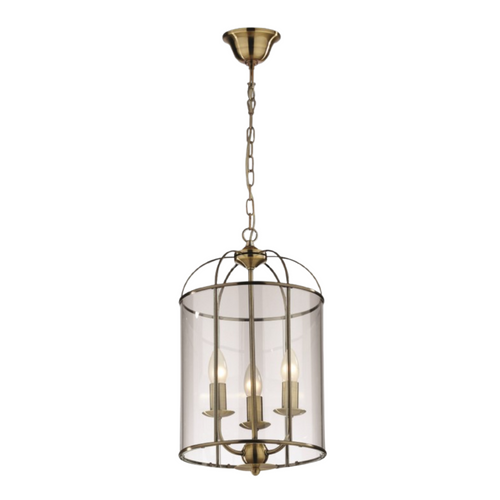 Traditional hallway pendant light with three bulbs