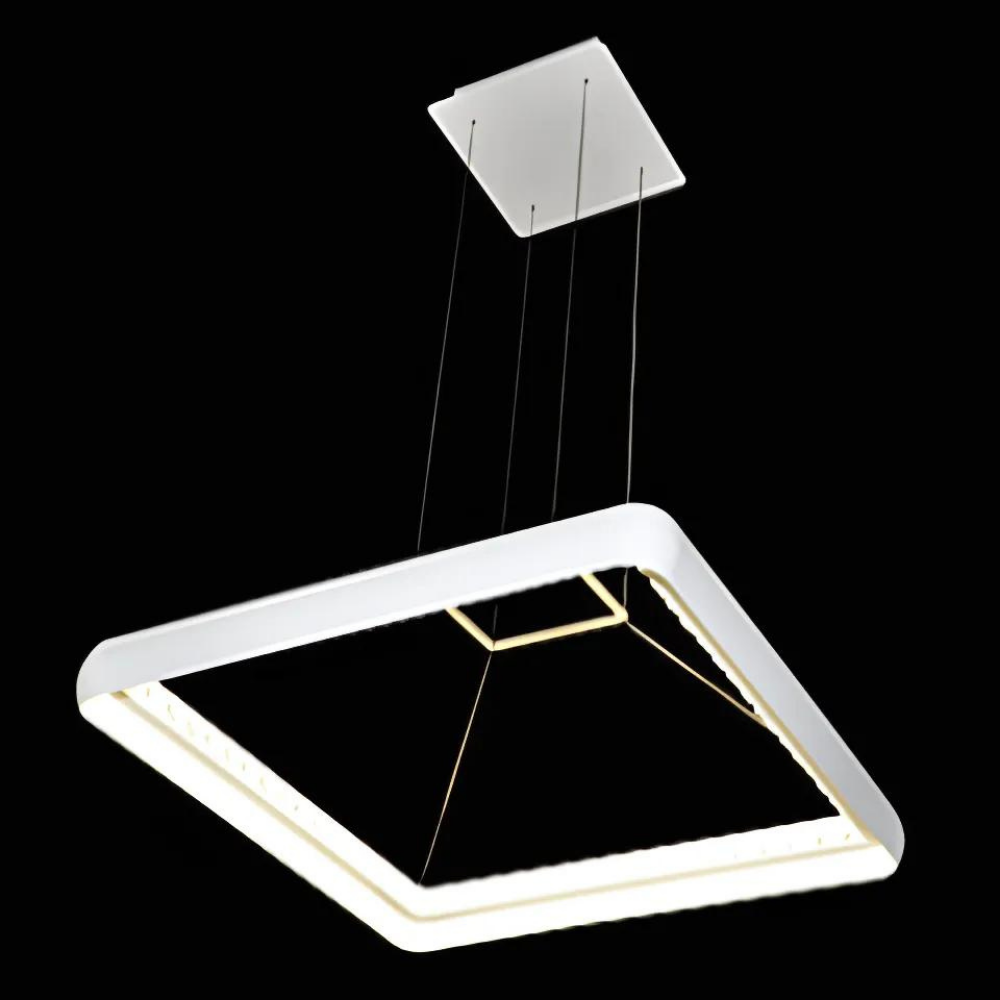 Pavo 45 Square White Pendant with Crystal Inner