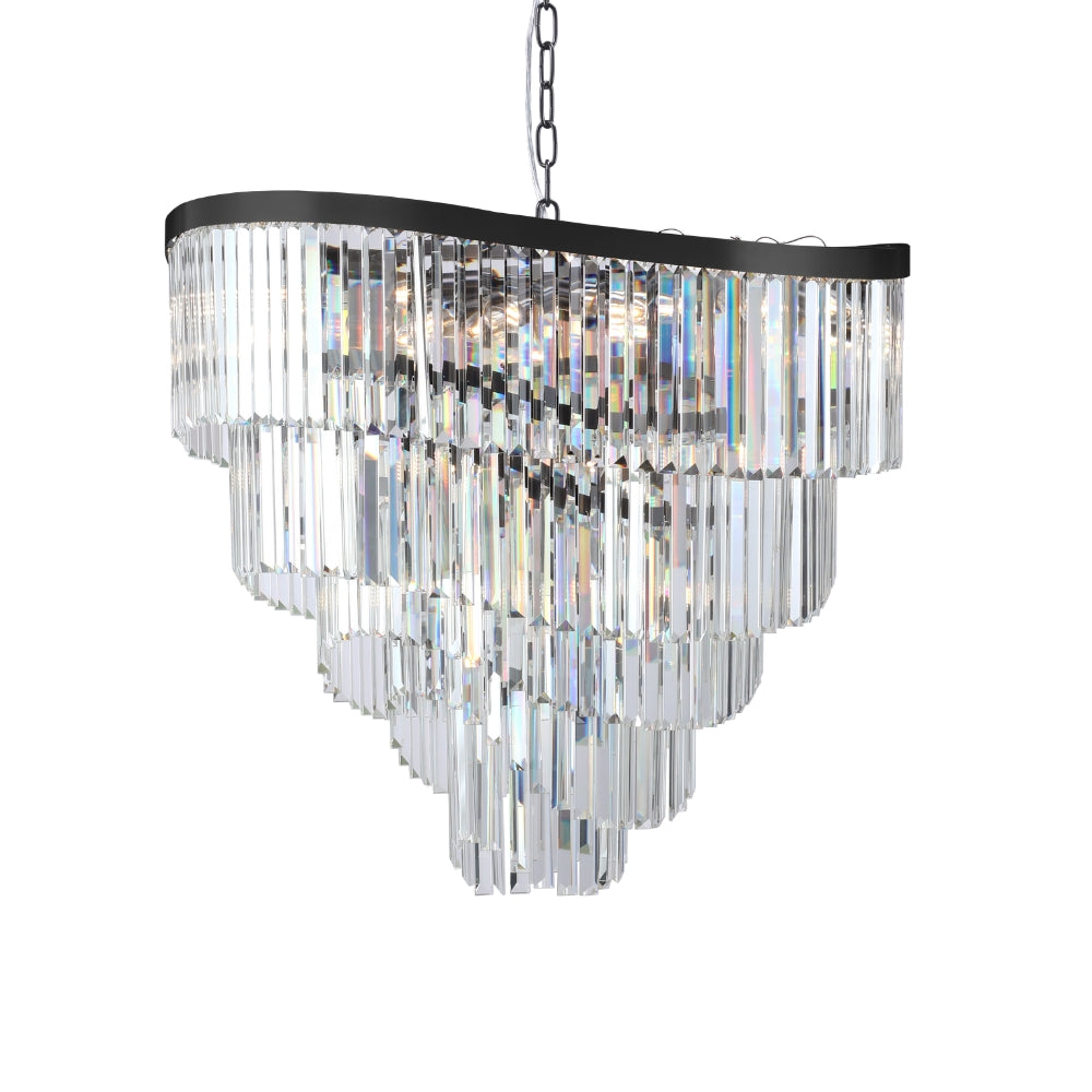 Waverly 16 Light Crystal Pendant Brushed Black Chrome