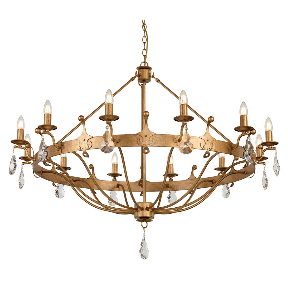 Windsor 12-Light Chandelier (Gold Patina)