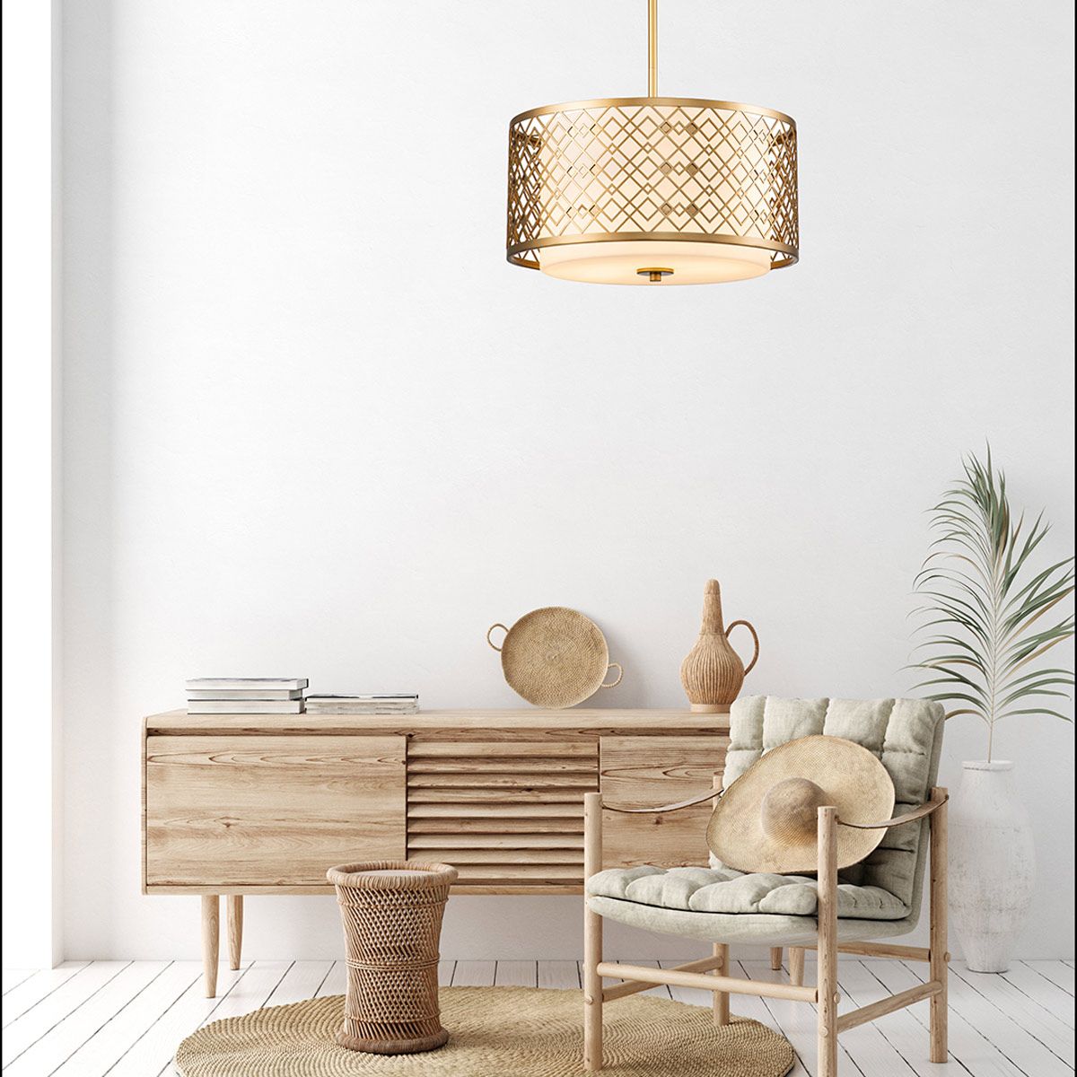 Ziggy 2lt Medium Pendant - Lacquered Gold