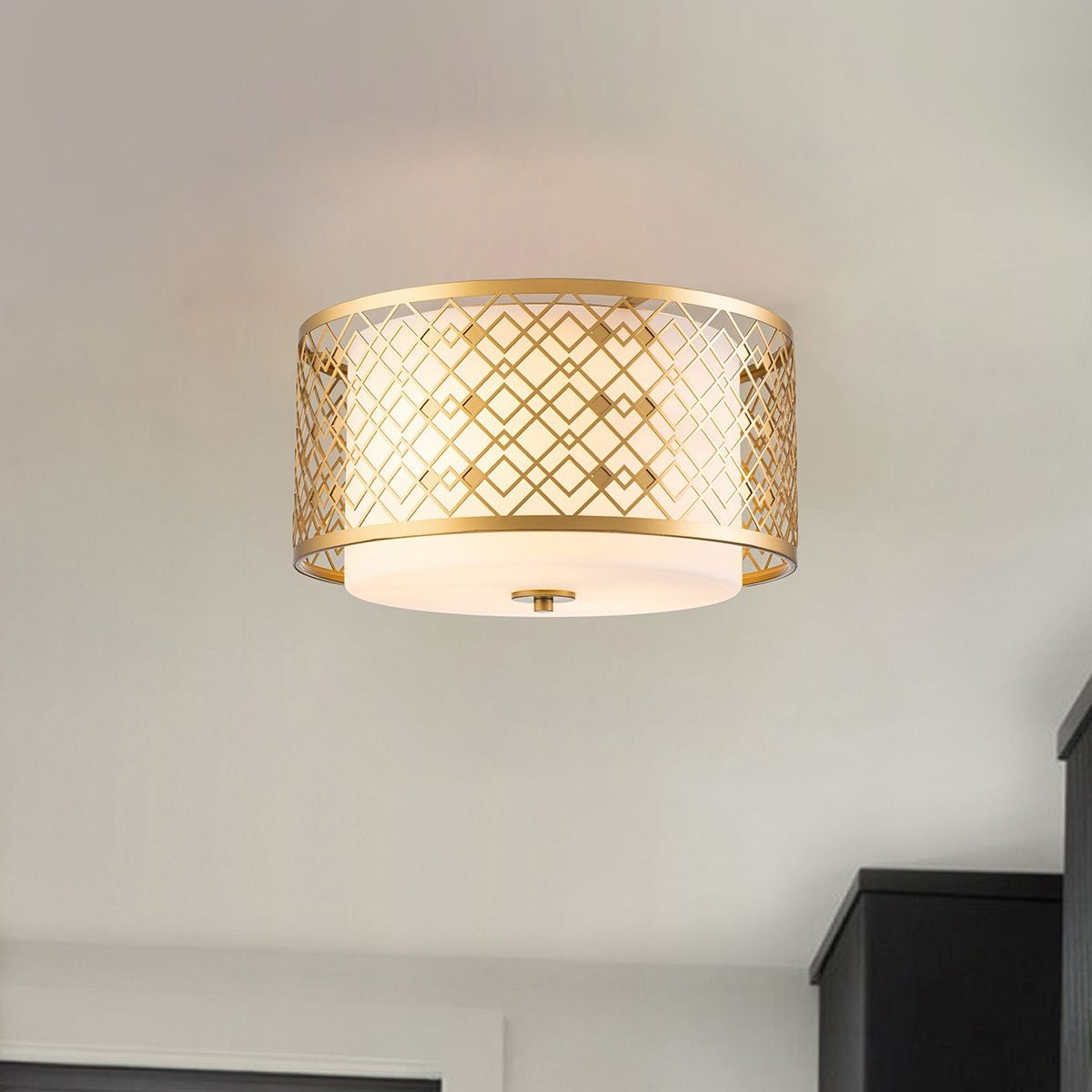 Ziggy 2lt Medium Flush - Lacquered Gold