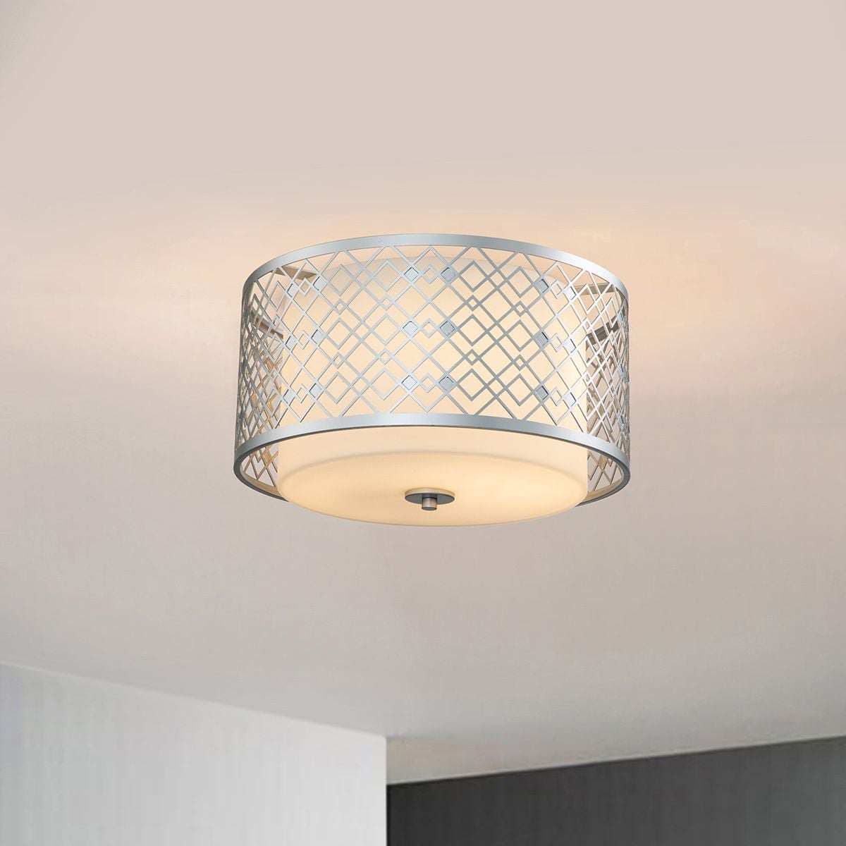Ziggy 2lt Medium Flush - Lacquered Silver