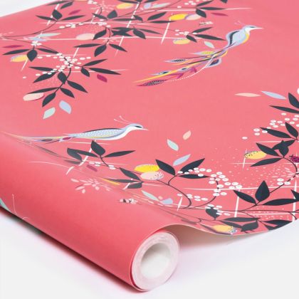 Bird & Trellis Peach Wallpaper