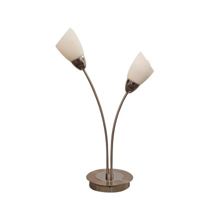 Furama 2 Light Table Lamp - Satin Nickel