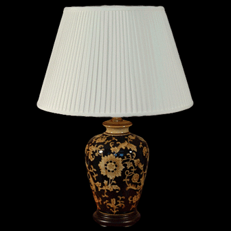 TL365H - Blue Glaze Floral Table Lamp