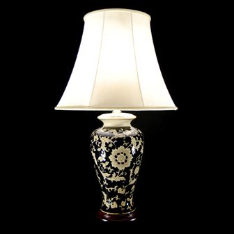 TL4211H - Black Gloss Floral Table Lamp
