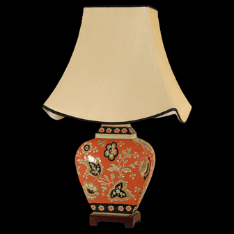 TL7032 - Terracotta Glaze Floral Table Lamp