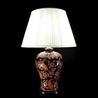 TL7190 - Red Black Paisley Table Lamp
