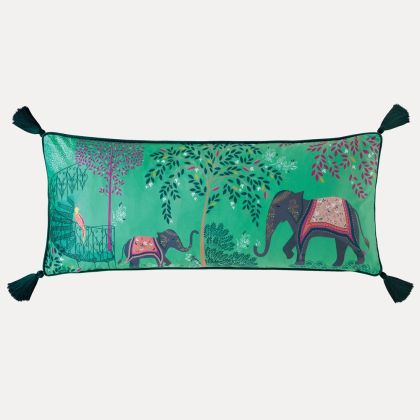 Light Jade Elephant Oasis Velvet Cushion