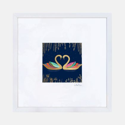Navy Heart Swans Wall Art