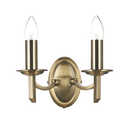 Patrinia 2 Light Switched Wall Light in Antique Brass