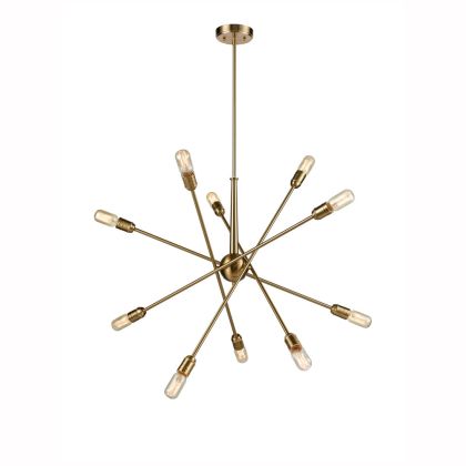Old Gold 10-Light Chandelier with Adjustable Arms and Height