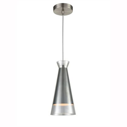 Satin Nickel Pendant Lamp with Smoked Glass & Twisted Cable (E27 LED Only)