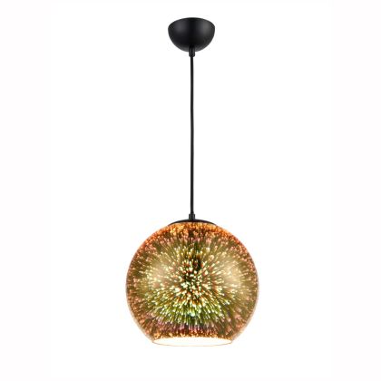 250mm Gold Pendant Lamp with 3D Holographic Effect (Black Cable)