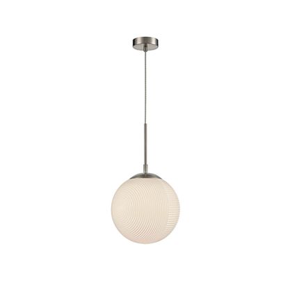 Opal Glass Pendant Lamp with Twisted Cable (Satin Nickel)